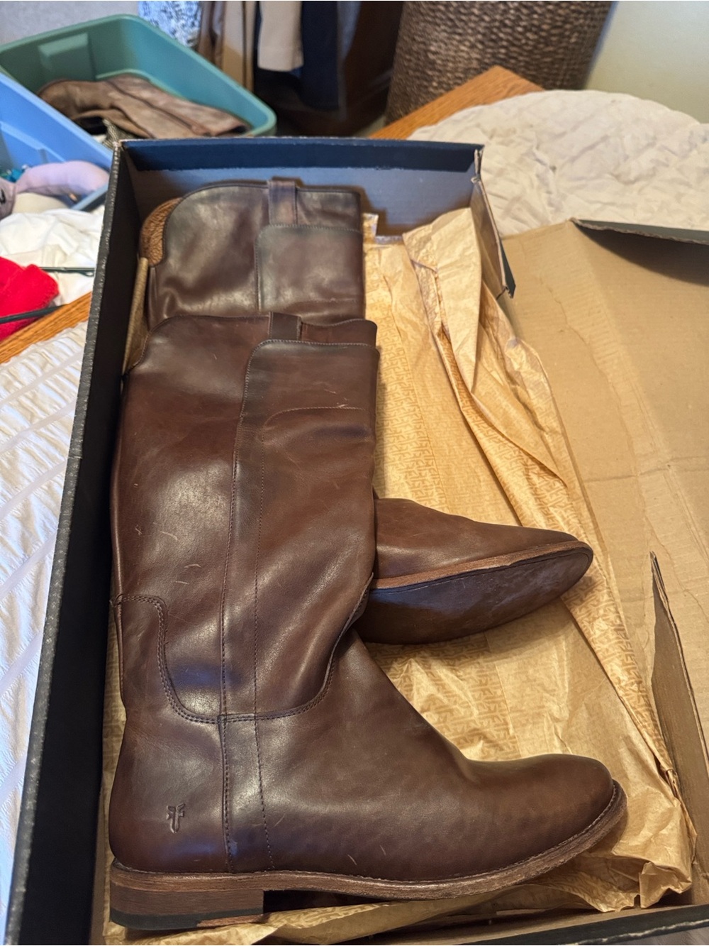 Frye Brown Leather Knee-High Riding Boots - Picture 3 of 7